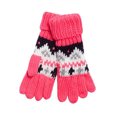bluezoo Girls' pink Fairisle patterned gloves